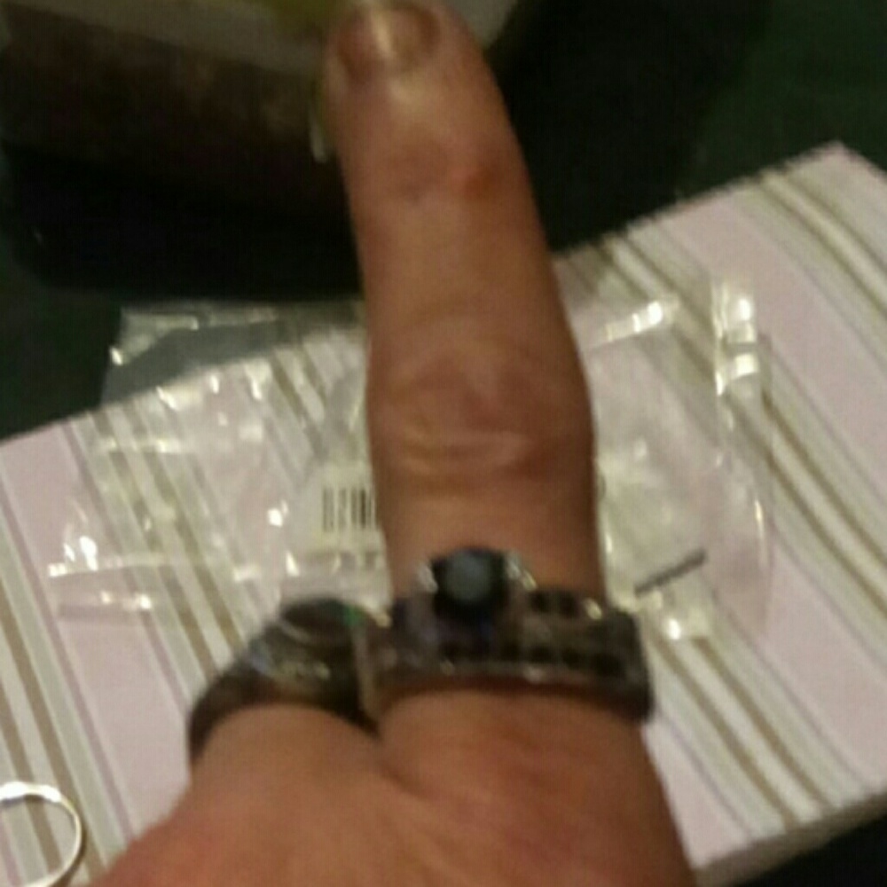 Silver ring with blue stones costume jewelry